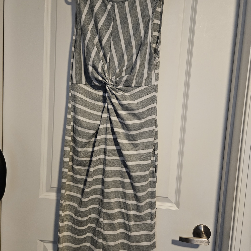 Striped Gray and White Women's Dress